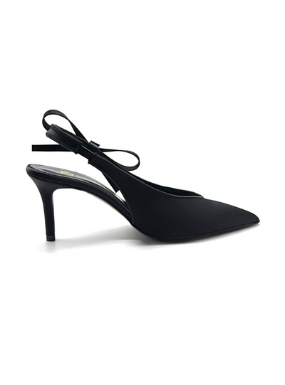 DIVINE FOLLIE - Slingback raso nero con fiocco