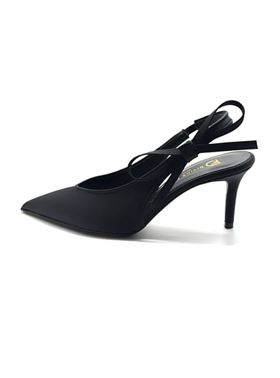 DIVINE FOLLIE - Slingback raso nero con fiocco