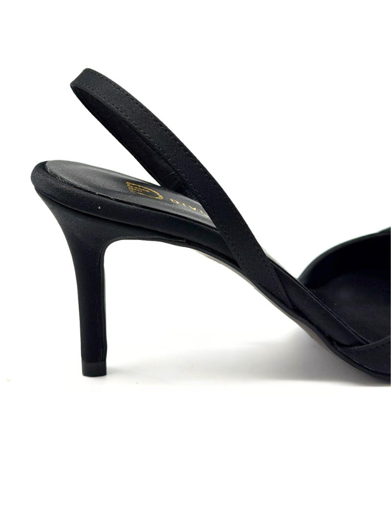 DIVINE FOLLIE - Slingback raso nero con maxi fiocco